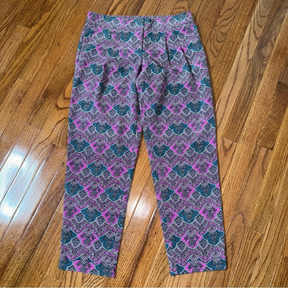 The Limited Paisley Pleated Waist Pants Pink Teal Size 6